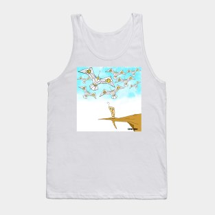 eagles and worms ecopop robots in crazy hunting art Tank Top